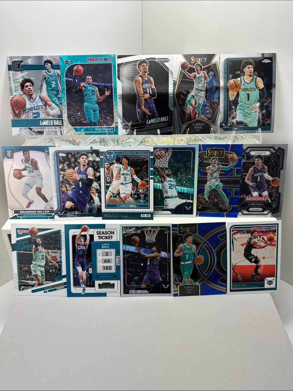 LaMelo Ball Hornets lot of 16 w/ Brandon Miller/Miles Bridges/Mark Williams